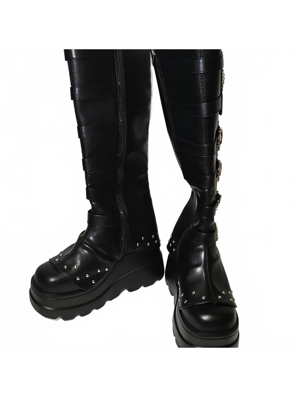 VD - Black Gothic Knee-High Boots | 39 - Picture 2 of 4